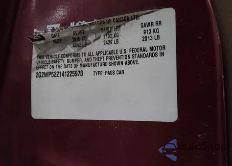 2004 Pontiac Grand Prix Gt1 z USA, uszkodzony, nr VIN 2G2WP522141225978